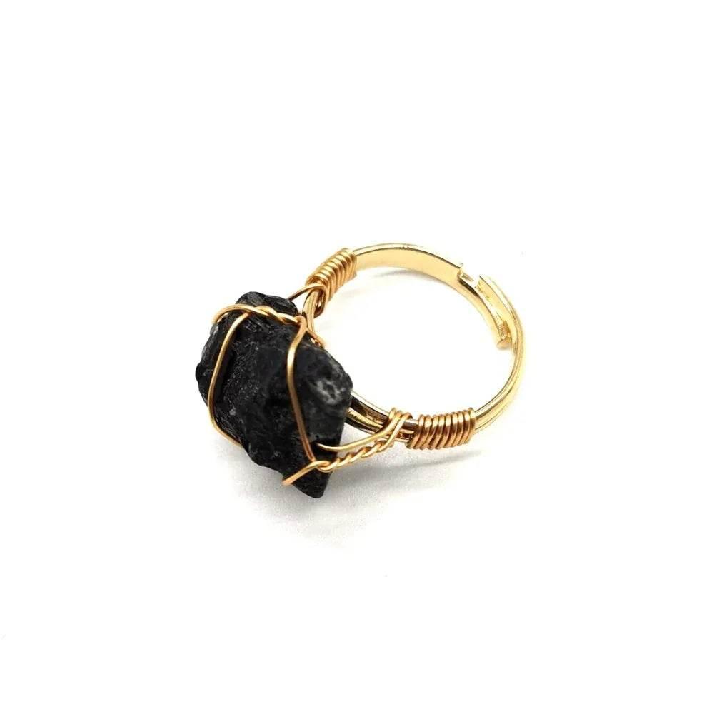 Adjustable Rough Stone Agate Ring – Handmade Style - ZA-Zola