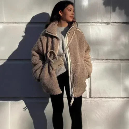 Women Casual Zip Coat | Loose Korean Style Jacket - ZA-Zola