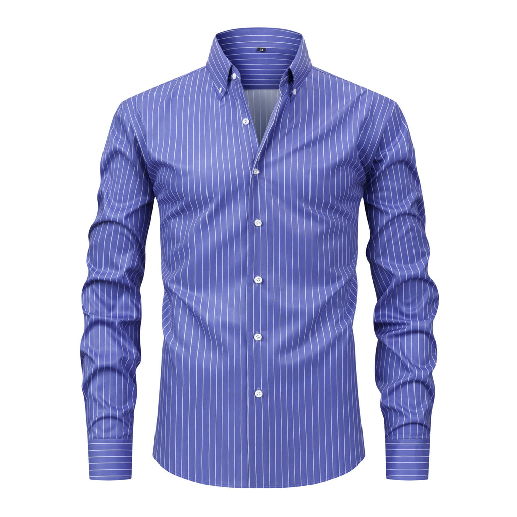 Blue striped shirt on a white background