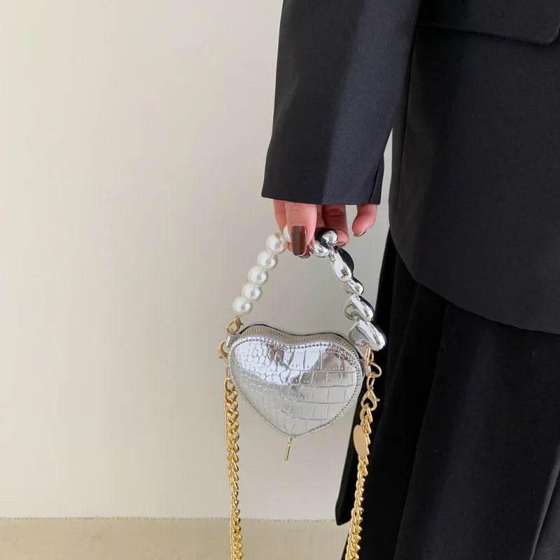 Mini Heart-Shaped Pearl Handbag | Cute Candy Color Bag - ZA-Zola