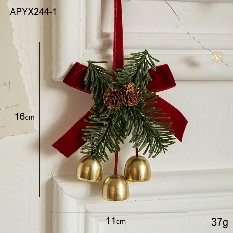 Christmas Bell Ornament Velvet Bow Hanging Decoration - ZA-Zola