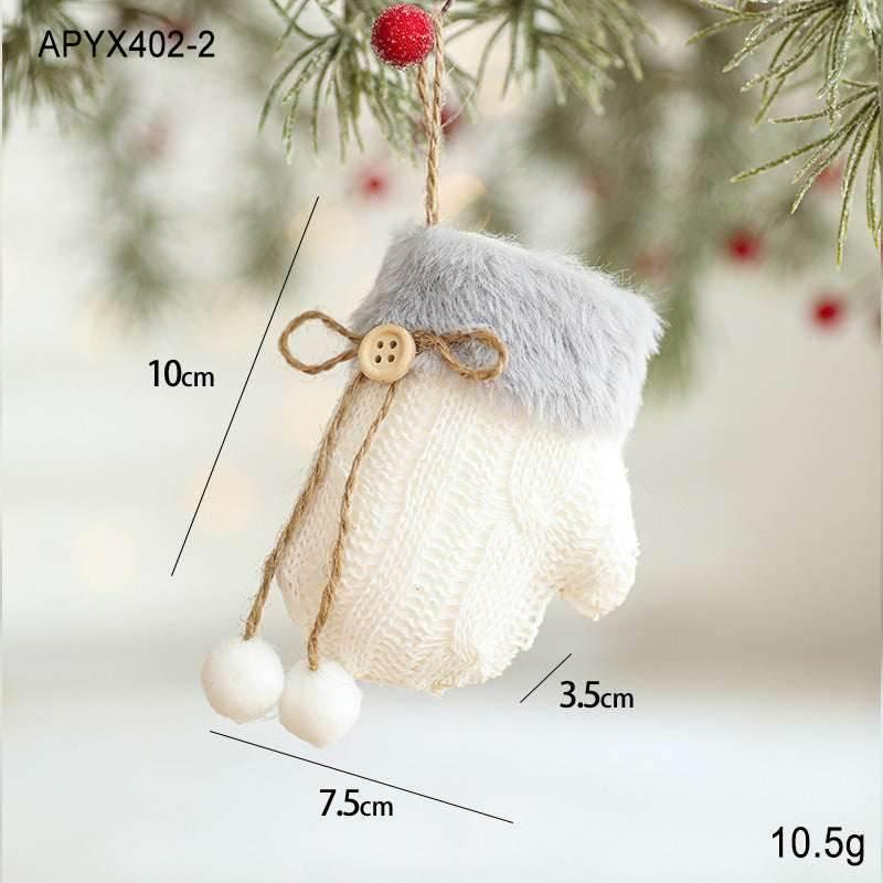 White Plush Christmas Ornament Tree Pendant Gloves & Sled - ZA-Zola