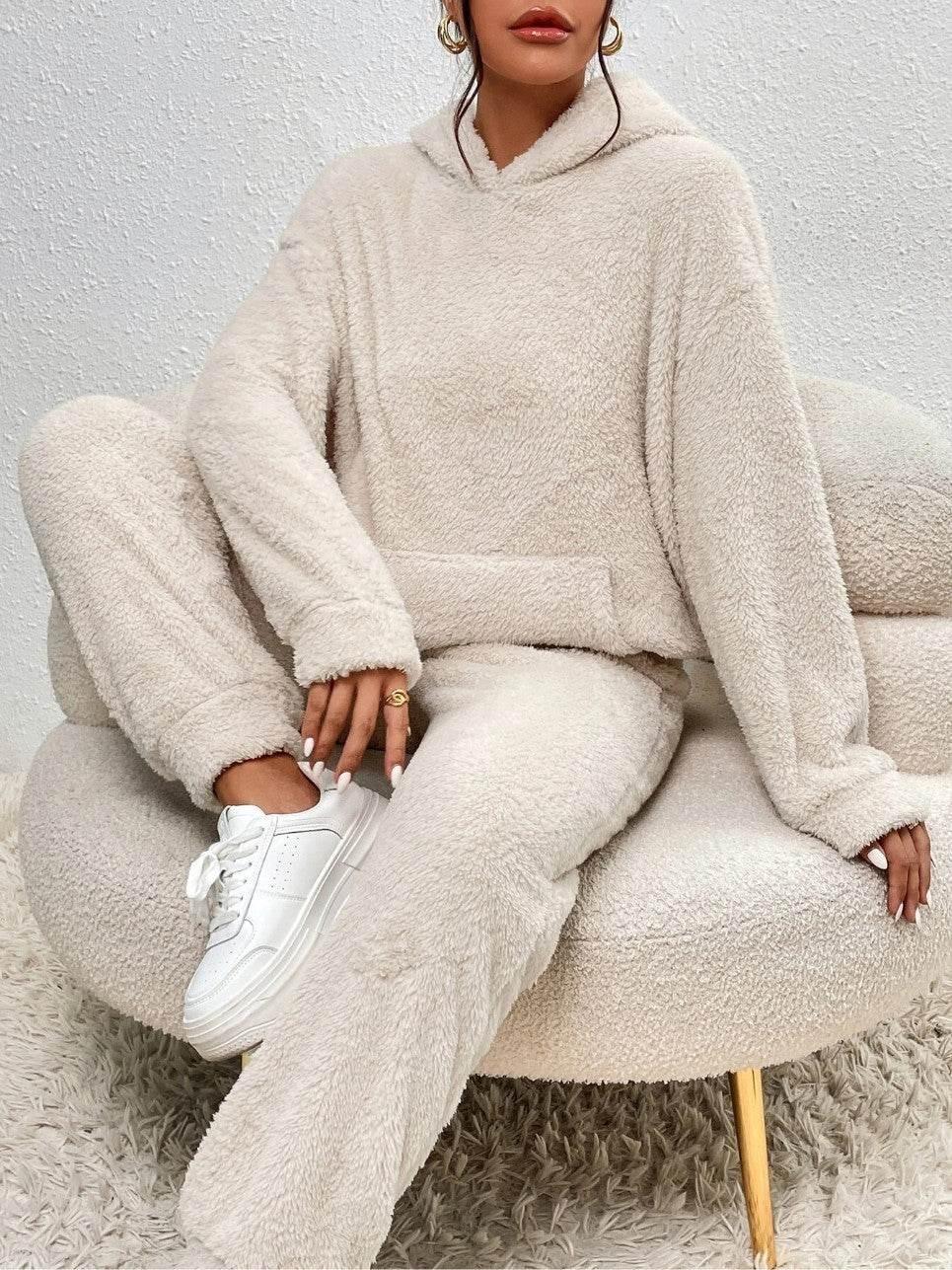 Winter Plush Pajama Set for Women | Warm Hooded Loungewear - ZA-Zola