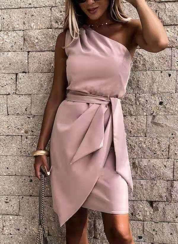 One-Shoulder Irregular Hem Midi Dress – Elegant Summer Fit - ZA-Zola