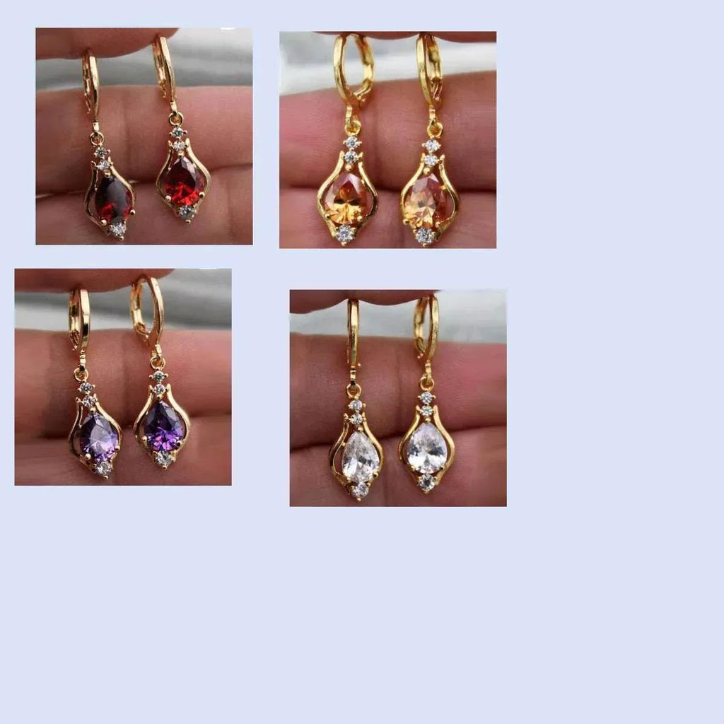 Elegant Purple Zircon Drop Earrings for Women - ZA-Zola