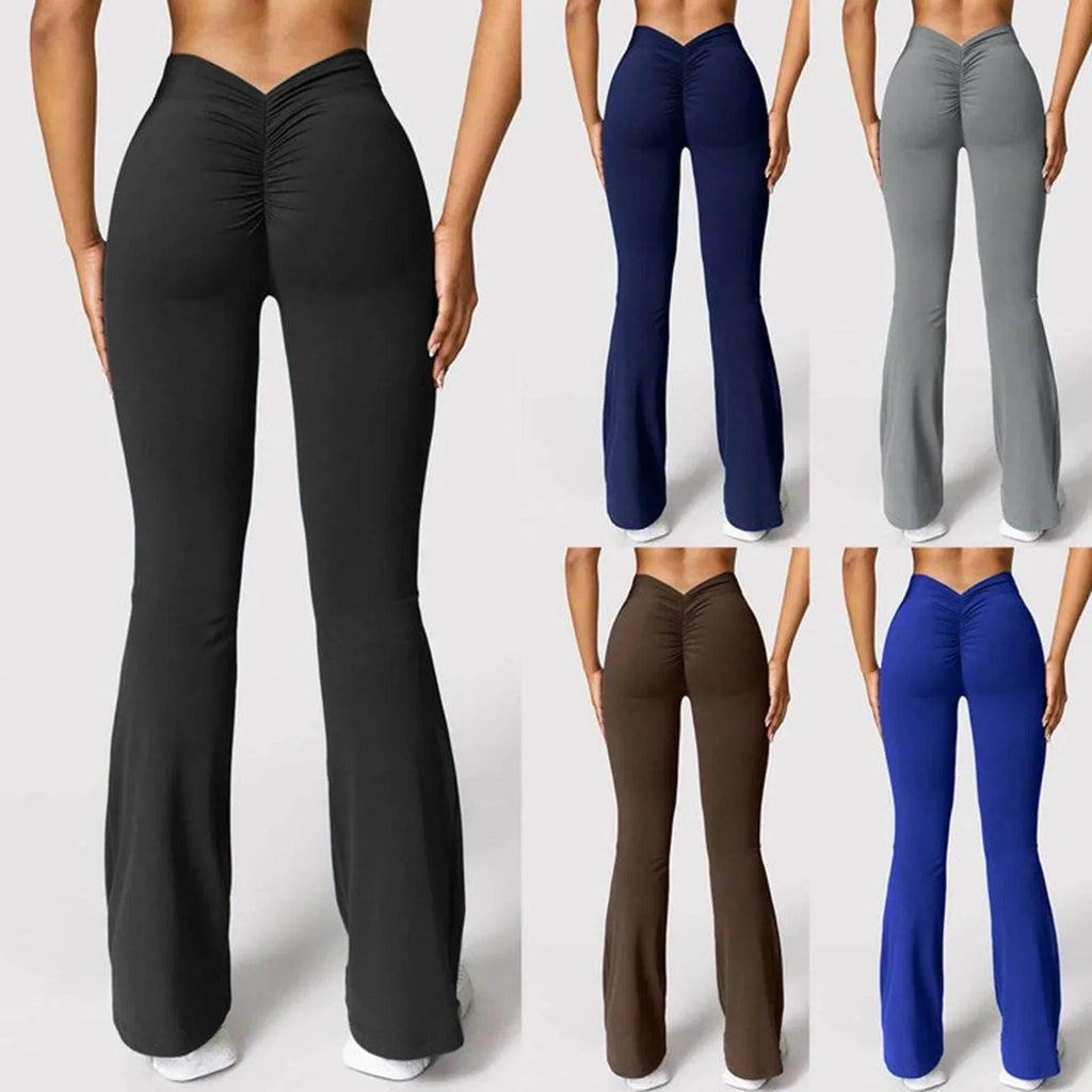 Seamless Flared Yoga Pants – High Waist, Hip-Lifting - ZA-Zola
