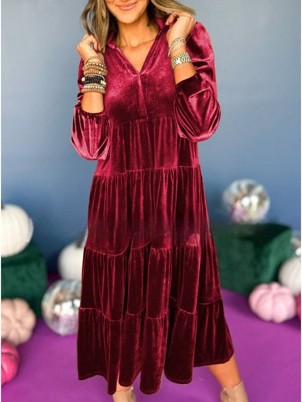 Loose Winter Dress | Women’s Velvet Commuting Dress XS–3XL