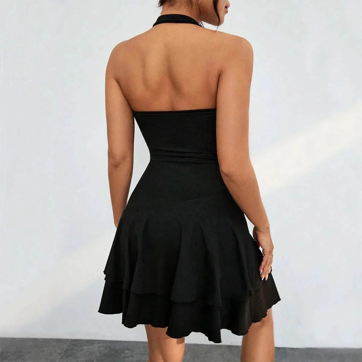 Slim Halter-neck Ruffled Dress - Summer Fashion - ZA-Zola