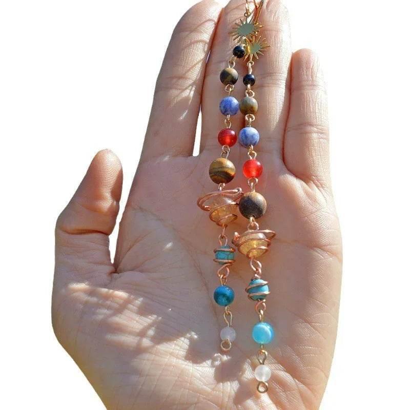 Handmade Earth & Saturn Earrings - Unique Cosmic Jewelry - ZA-Zola