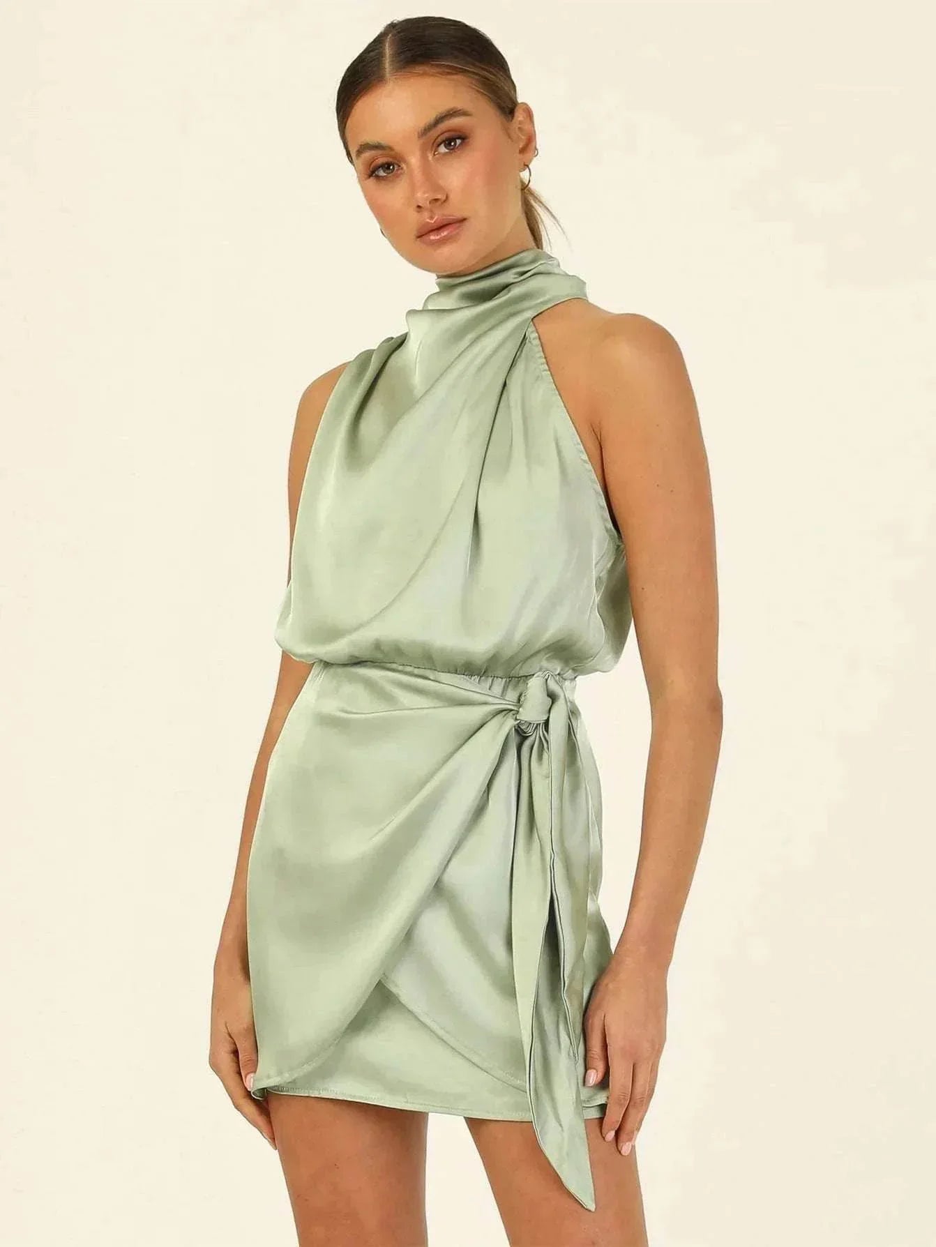 Satin Slim Fit Dress | Elegant & Chic Socialite Style - ZA-Zola