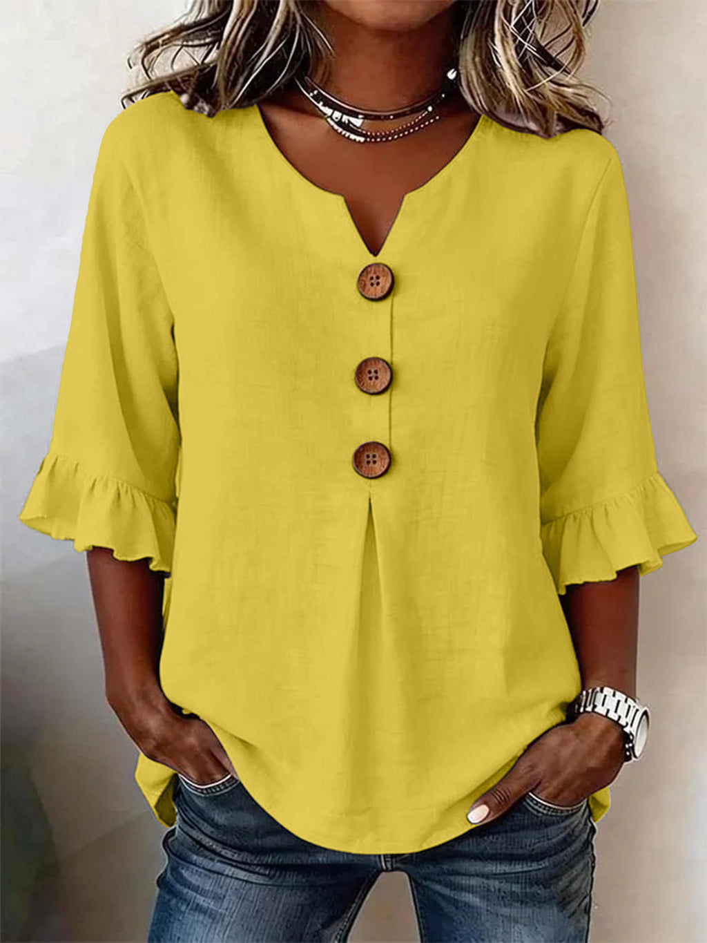 Ruffled V-Neck Summer Top | Women’s Casual Wear
