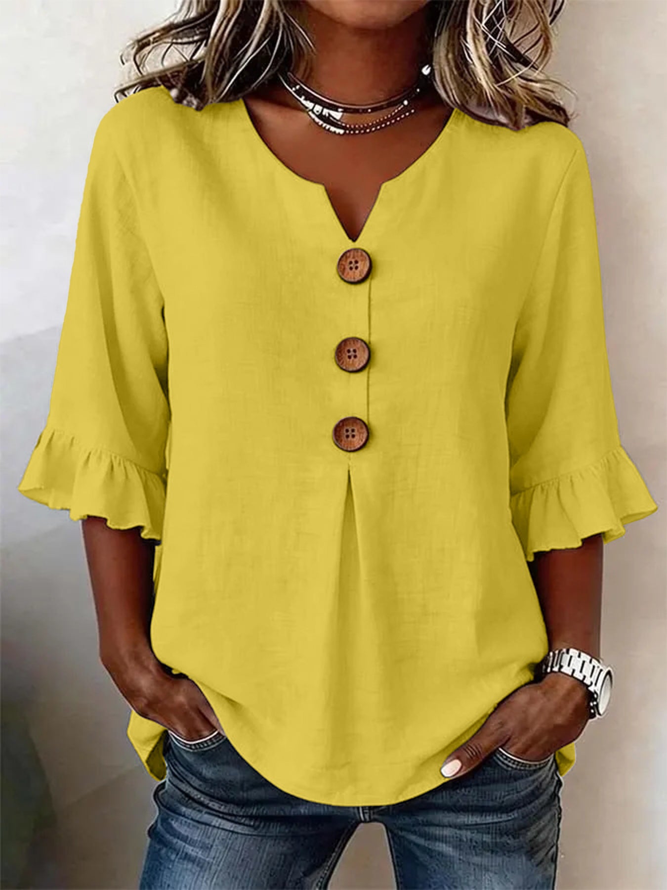 Ruffled V-Neck Summer Top | Women’s Casual Wear