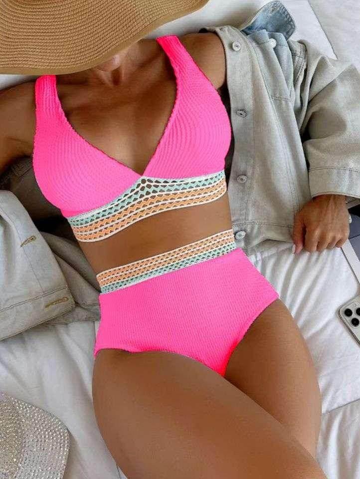 High Waist Split Bikini - Solid Colors, Stylish & Comfortable - ZA-Zola