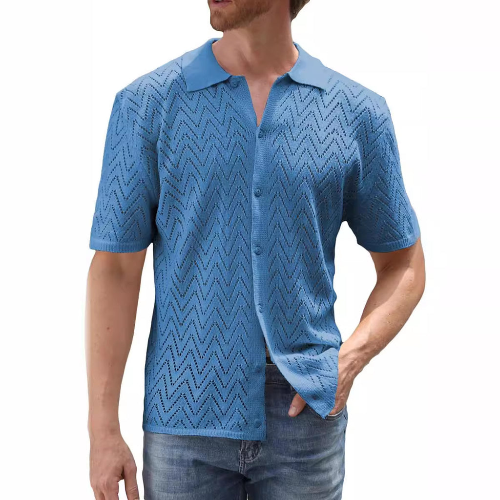 Men’s Summer Hollowed Leisure Short Sleeve Shirt