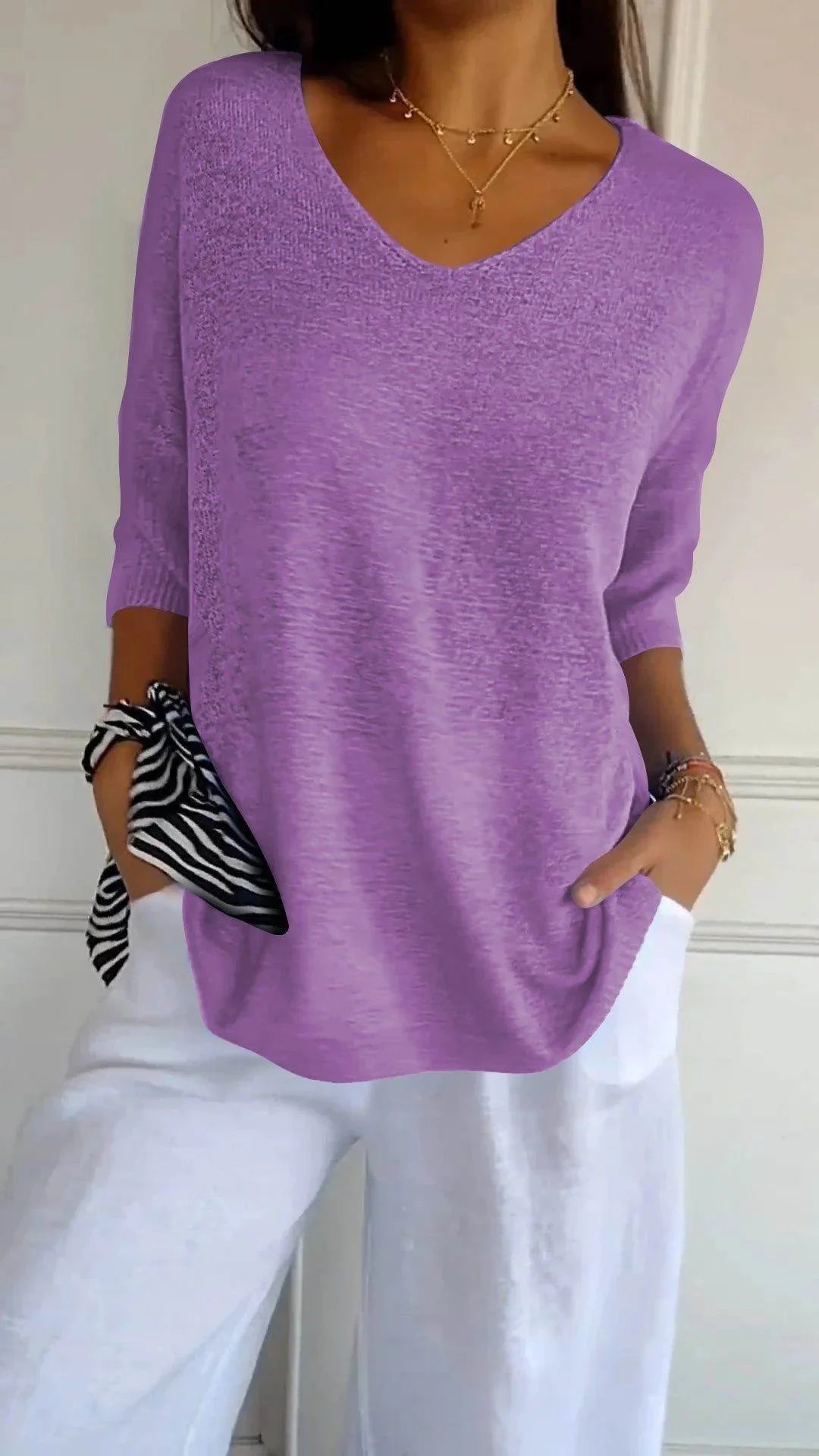 Fully Fashioned Knitwear Women’s V-Neck Sweater - ZA-Zola