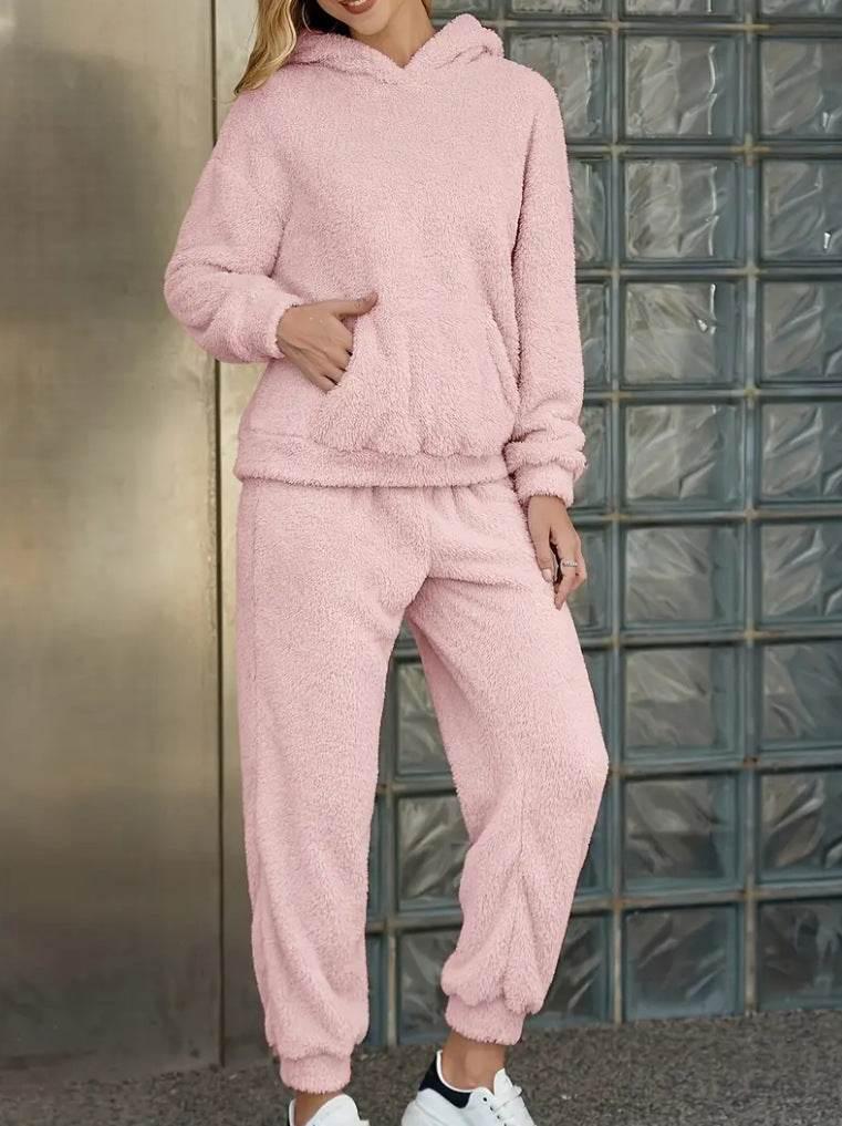 Winter Plush Pajama Set for Women | Warm Hooded Loungewear - ZA-Zola