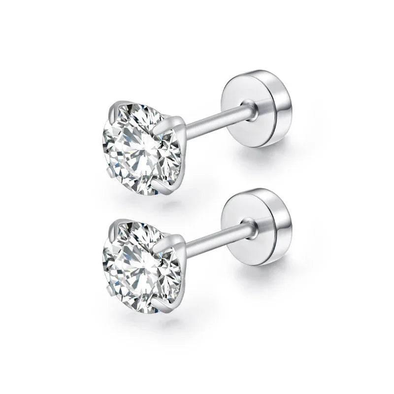 Zircon Cake Stud Earrings – Titanium Steel Shine - ZA-Zola