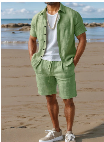 Men's Linen Button-Up Shirt - Casual Loose-Fit | Summer