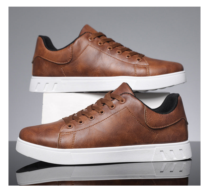 Men’s Fashion Lace-Up Casual Shoes PU Leather Comfortable Sneakers