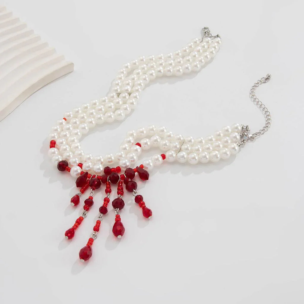 ZA-Zola Halloween Blood Drop Pearl Necklace - ZA-Zola