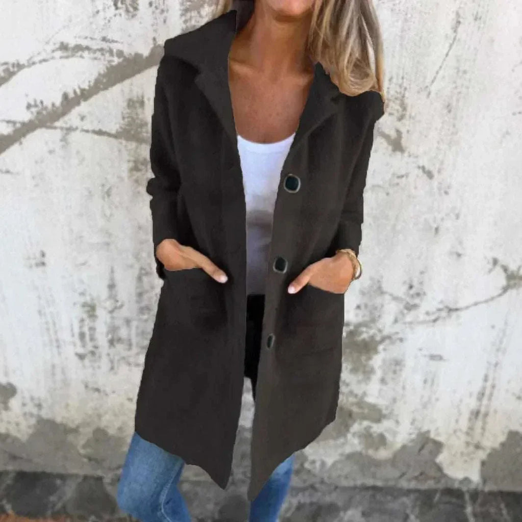 Women Mid Length Coat – Polo Collar Winter Style - ZA-Zola