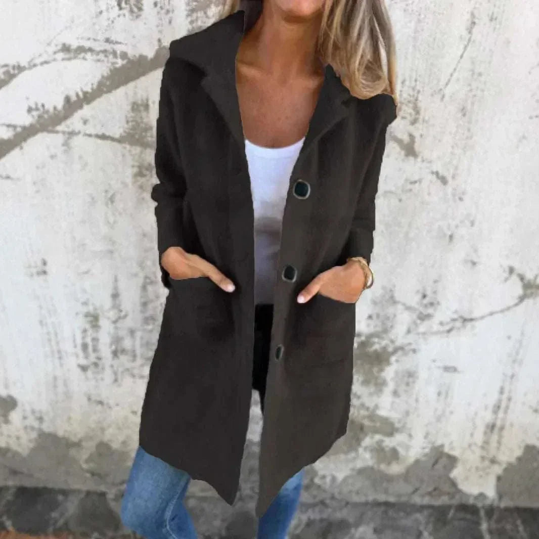 Women Mid Length Coat – Polo Collar Winter Style - ZA-Zola