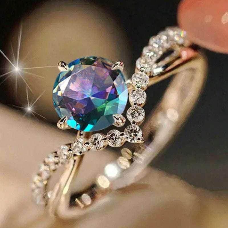 Zircon V-Shaped Ring for Women – Elegant Sparkle - ZA-Zola