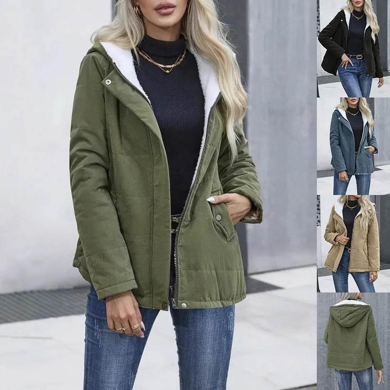 Fleece-lined Hooded Coat – Warm Preppy Winter Cotton Jacket Women - ZA-Zola