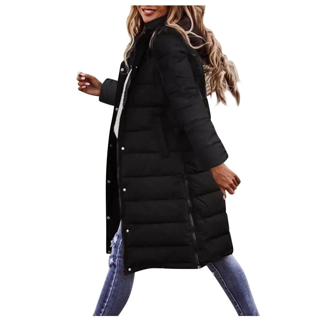 Hooded Single-Breasted Mid-Length Cotton Coat for Women - ZA-Zola