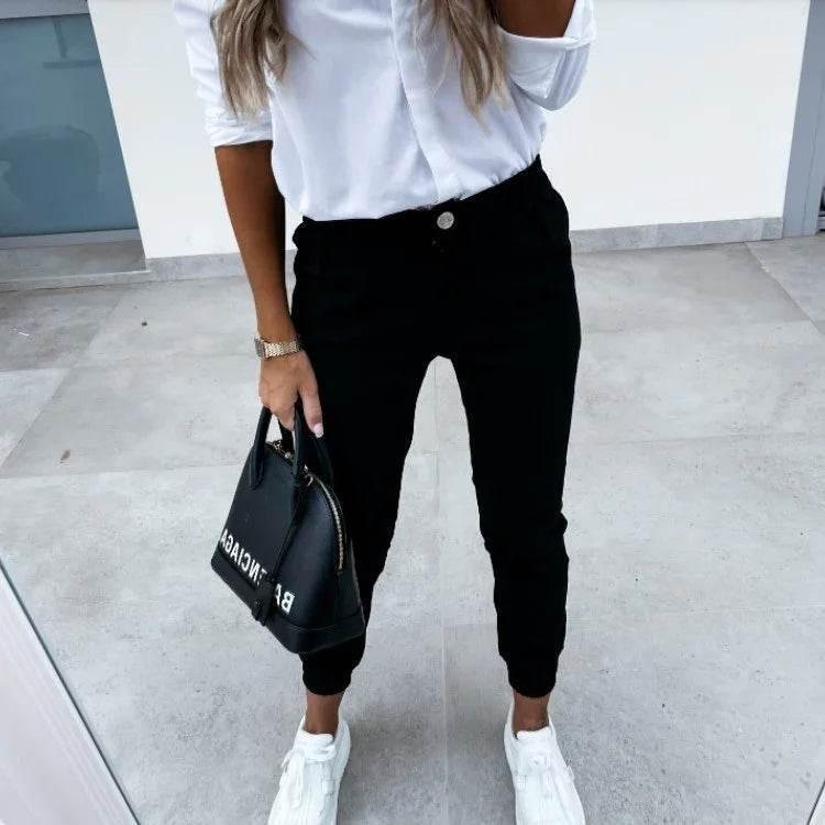 Slim Cropped Casual Trousers with Pockets – Women - ZA-Zola