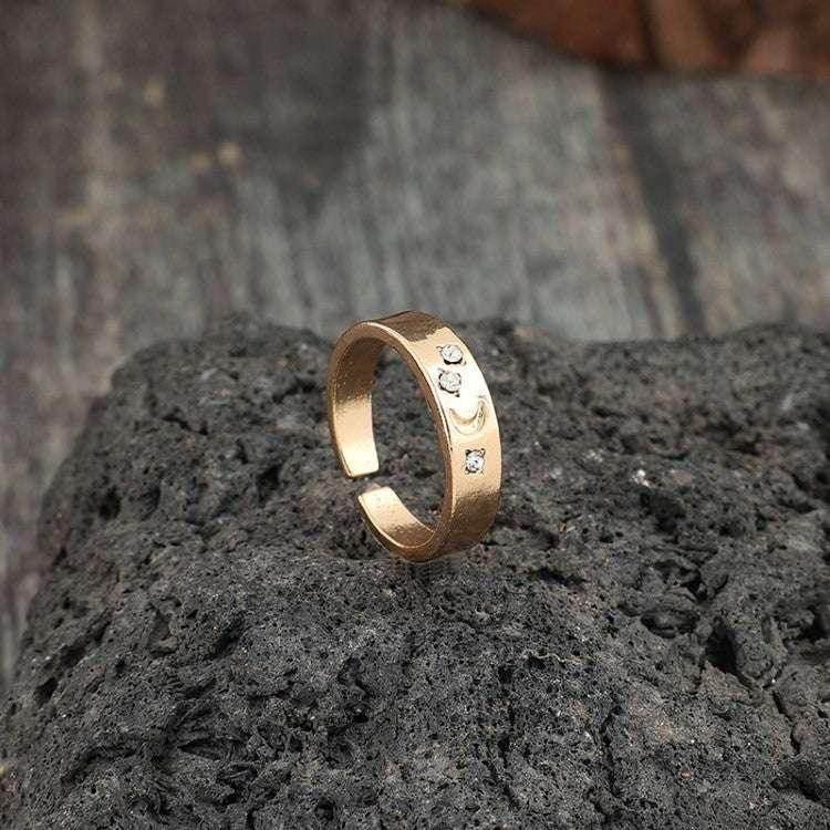 Star & Moon Adjustable Ring | Gold Gemstone Charm - ZA-Zola