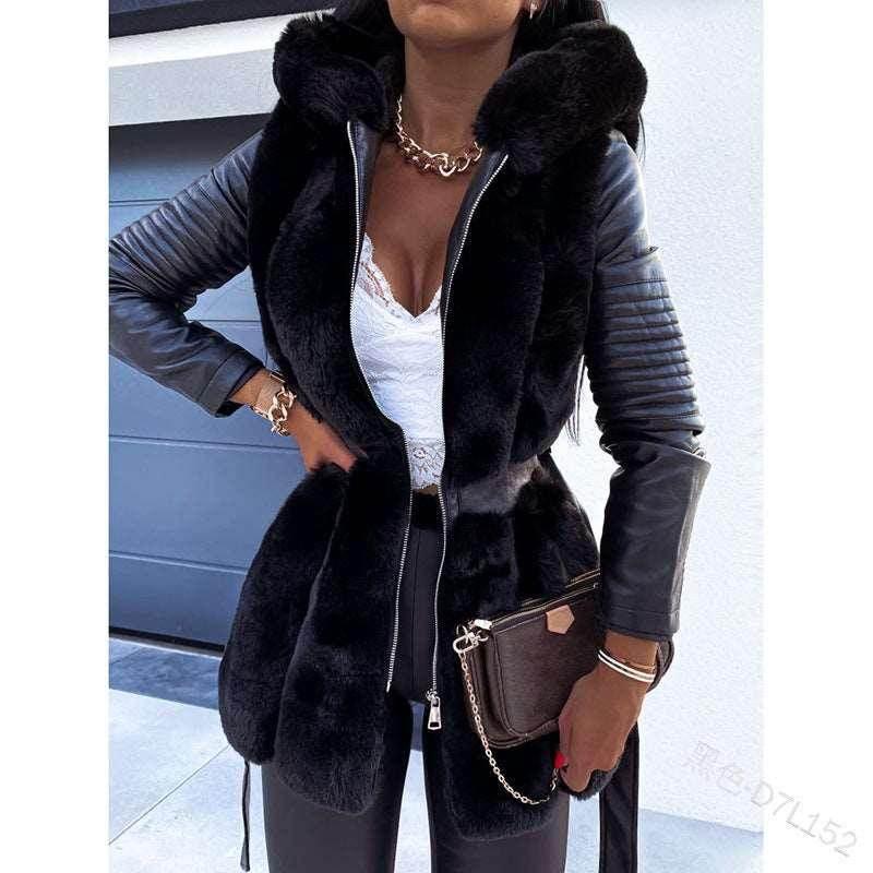 New Fur Belt Hooded Jacket – Shop Now! - ZA-Zola