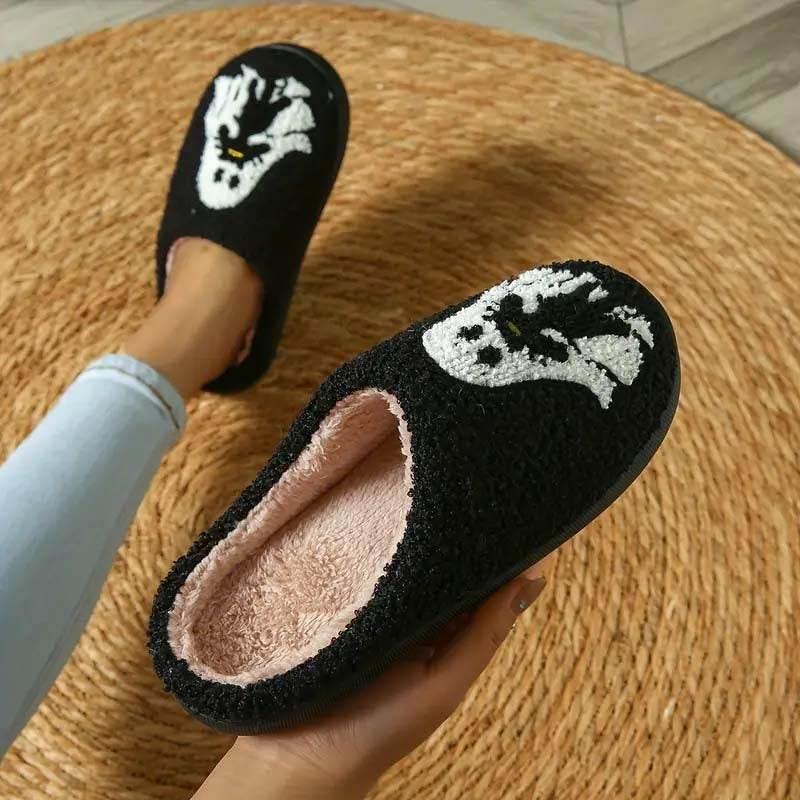 Cartoon Ghost Embroidery Slippers – Cozy Indoor - ZA-Zola