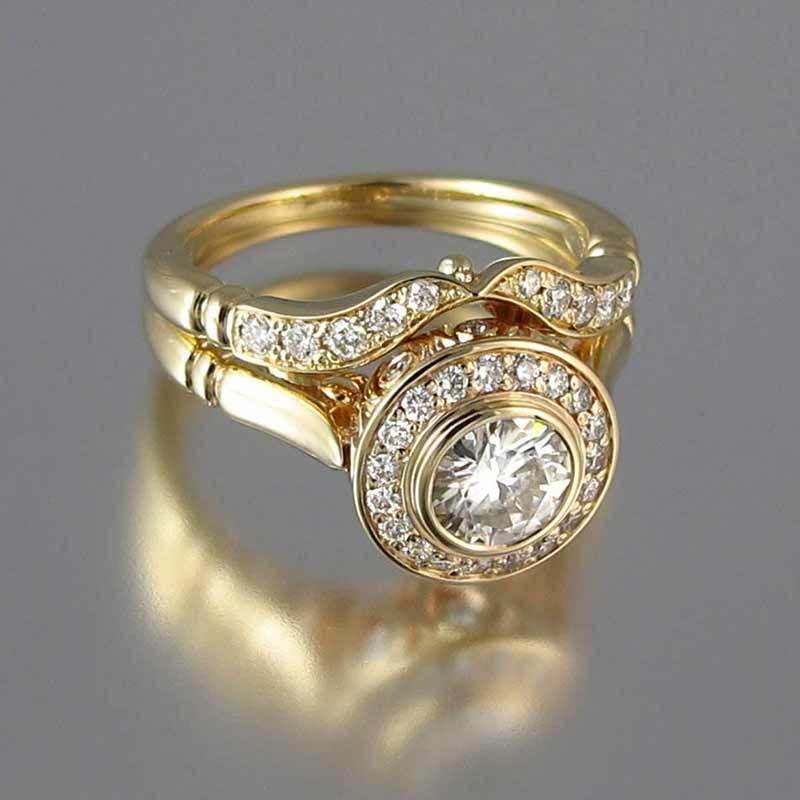 Gold Micro-Inlaid Fashion Ring Set for Women - ZA-Zola