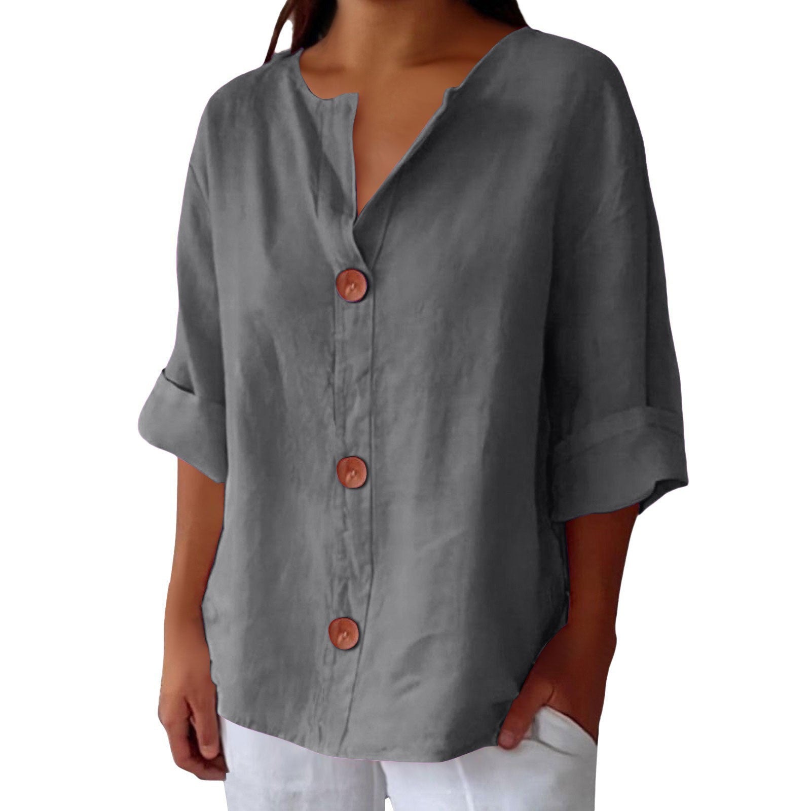 V-Neck Pullover Long Sleeve Top For Women