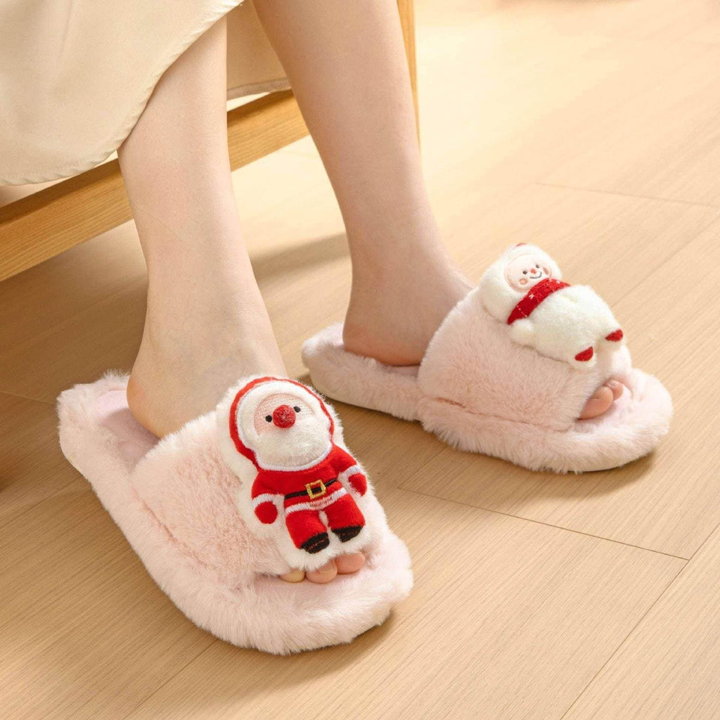 Santa Claus Open-Toe Cotton Slippers for Cozy Winter - ZA-Zola