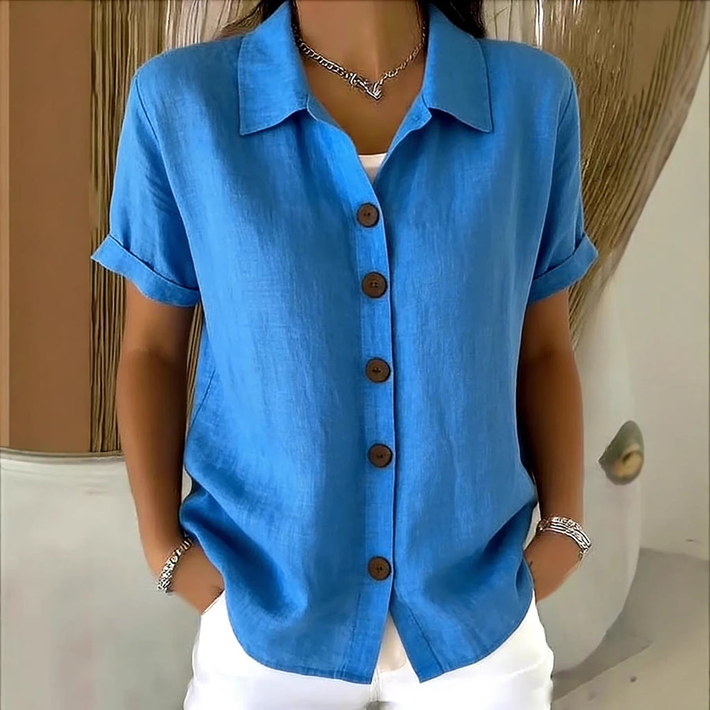 Lapel Button Linen Blend Shirt | Women Long Sleeve