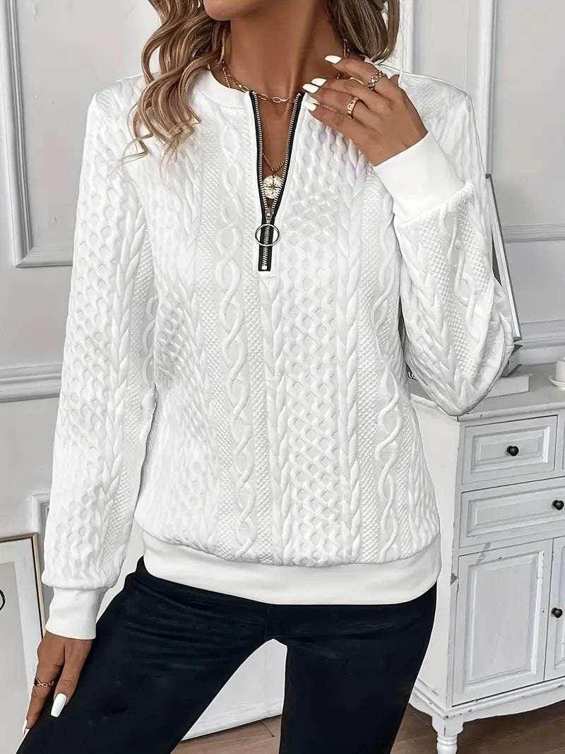 ✨ Solid Color Zipper Pullover – Shop Now! - ZA-Zola