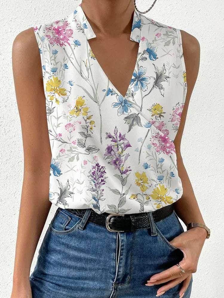 Chic V-Neck Sleeveless Casual Top for Women - ZA-Zola