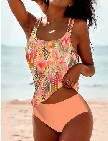 Floral Bikini Beach Print Suspender Swimsuit | Sexy & Stylish - ZA-Zola