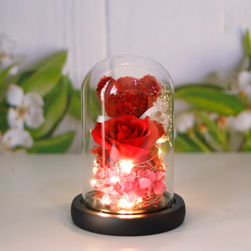Eternal Rose Teddy Bear Gift | Romantic Valentine’s Day Decor