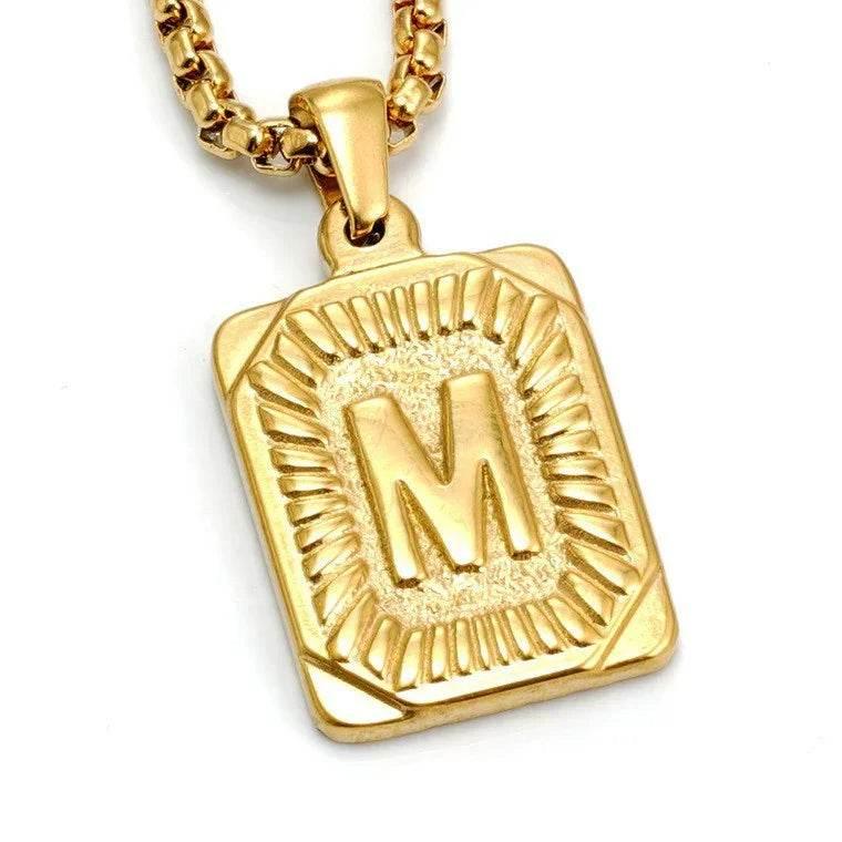 18K Gold Letter Pendant Pearl Chain Necklace - ZA-Zola