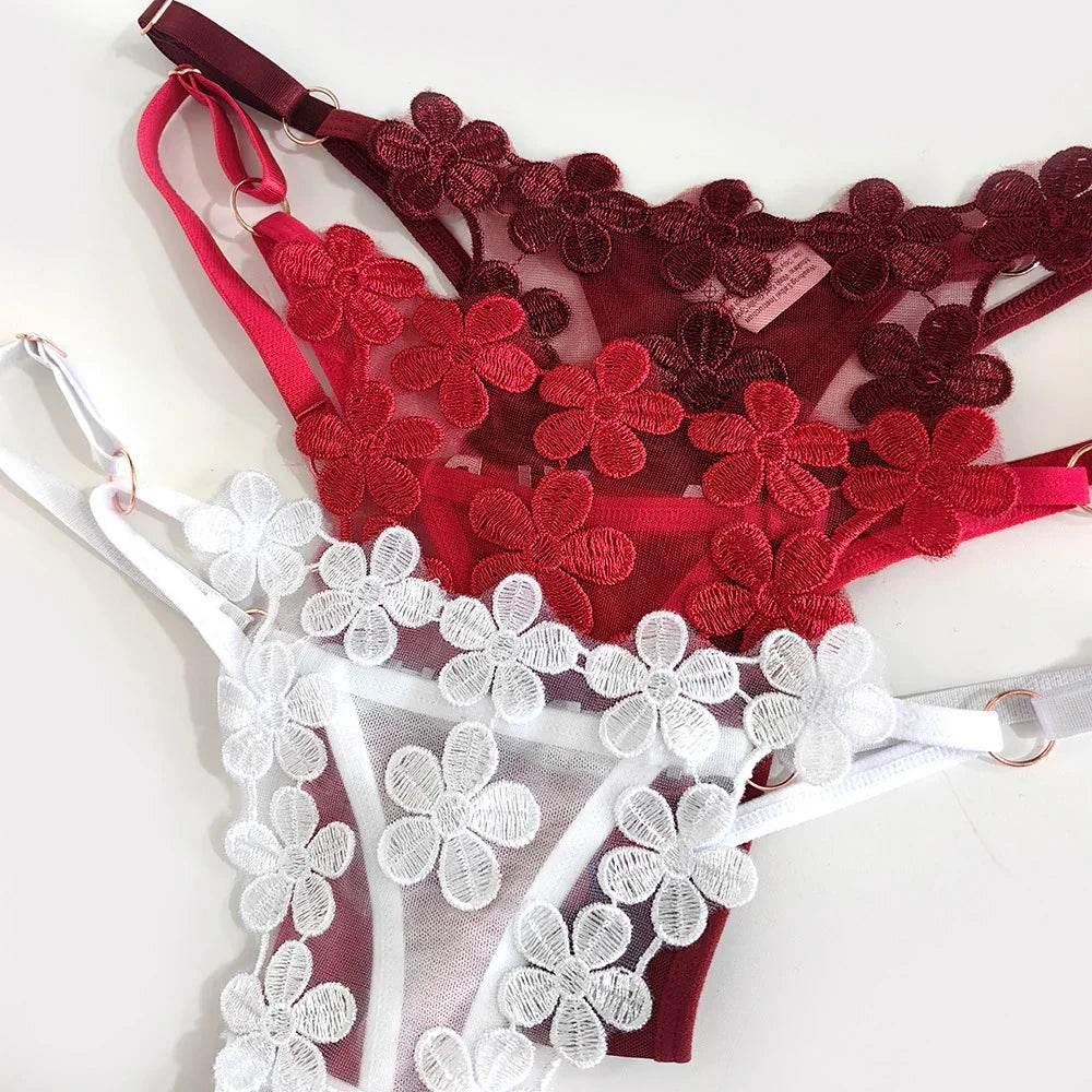 Sweet Embroidery Mesh T-back – Sexy & Breathable Panties - ZA-Zola