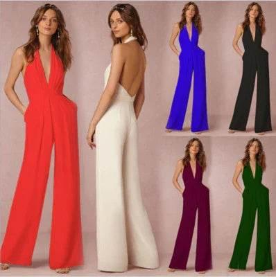 Sleeveless Halter Jumpsuit – Sexy & Chic Fit - ZA-Zola