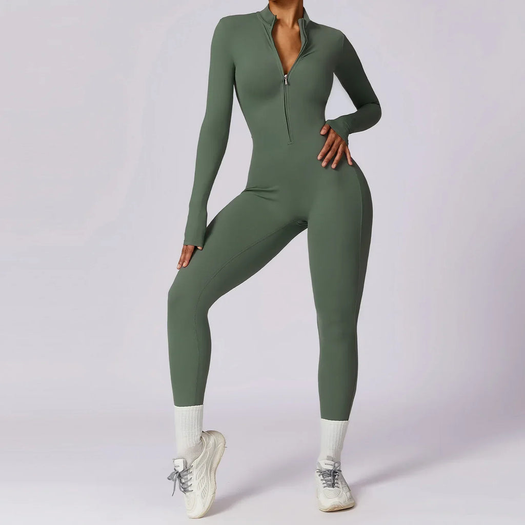 Women Zipper Yoga Jumpsuit Long Sleeve Sportswear - ZA-Zola