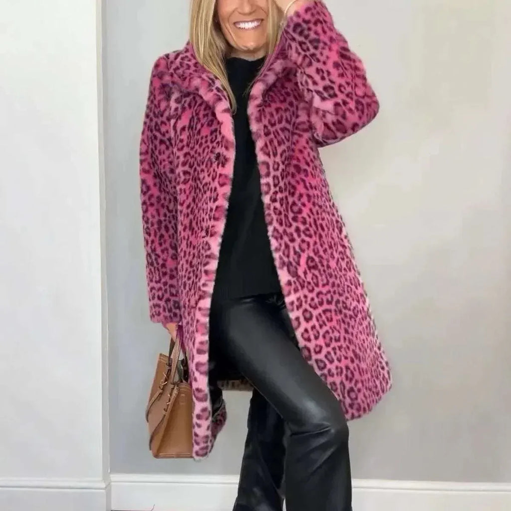Leopard Print Plush Coat Mid-Length Winter Style - ZA-Zola