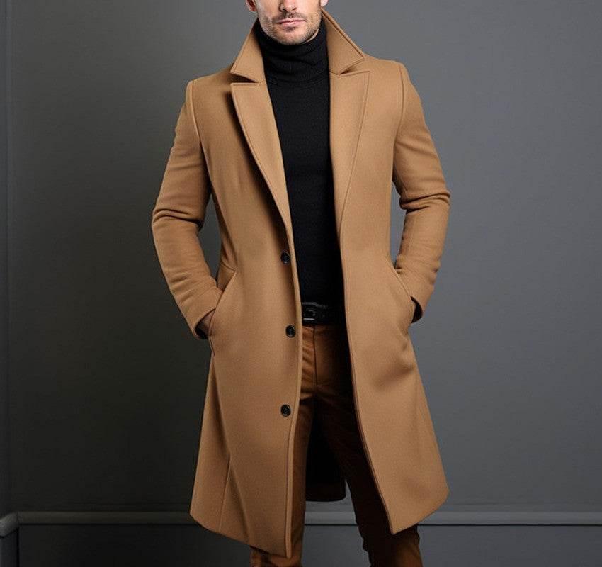 Men’s Mid-Length Trench Coat Fall Winter Slim Overcoat - ZA-Zola