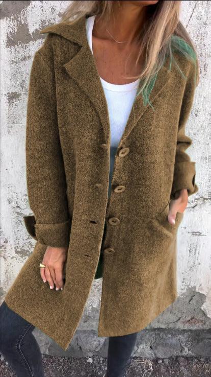 Single Breasted Cardigan Coat Women Mid Length - ZA-Zola
