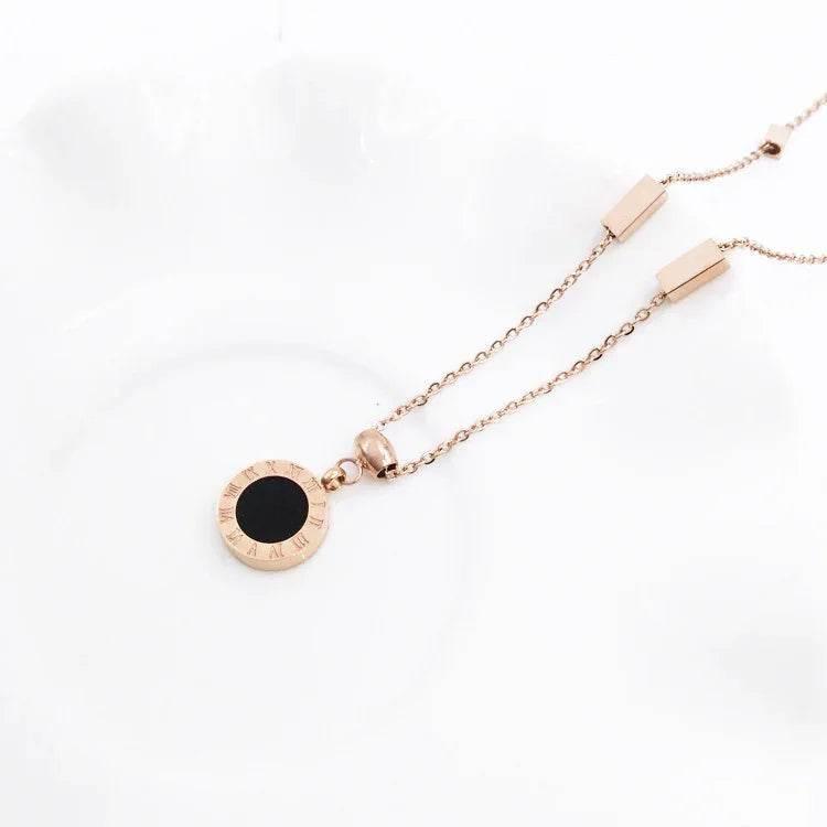 Double-Sided Roman Numeral Necklace – 18K Rose Gold - ZA-Zola