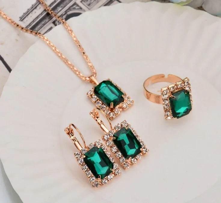 Crystal Jewelry Set – Necklace, Earrings & Ring - ZA-Zola